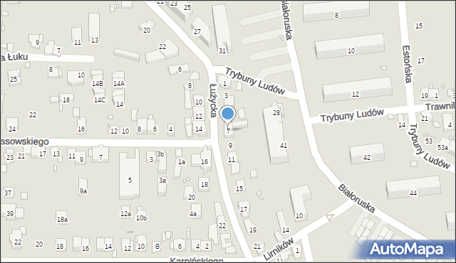 Kraków, Łużycka, 7, mapa Krakowa