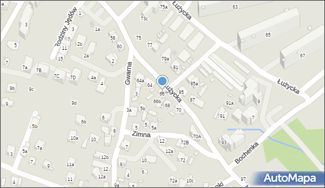 Kraków, Łużycka, 66, mapa Krakowa