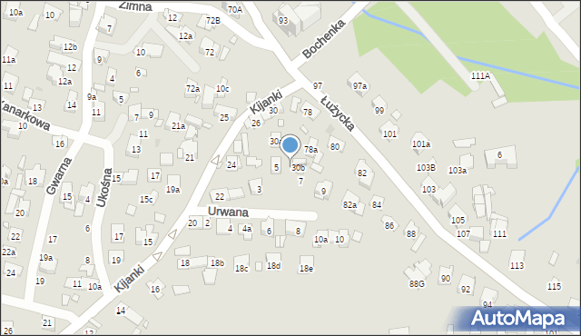 Kraków, Łużycka, 78b, mapa Krakowa