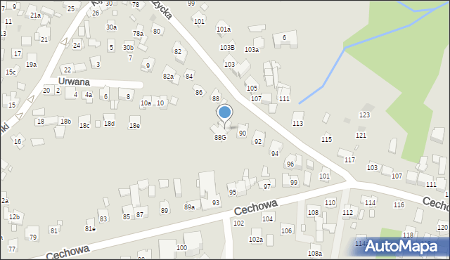 Kraków, Łużycka, 88H, mapa Krakowa