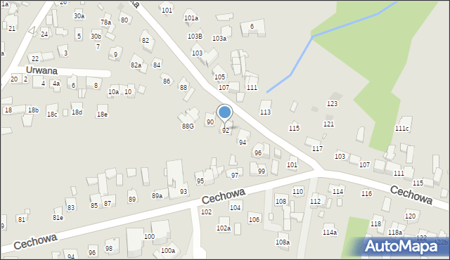 Kraków, Łużycka, 92, mapa Krakowa