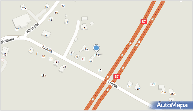 Kraków, Łutnia, 13A, mapa Krakowa