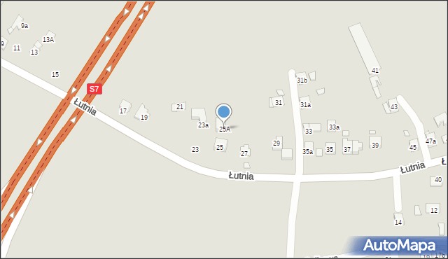 Kraków, Łutnia, 25A, mapa Krakowa