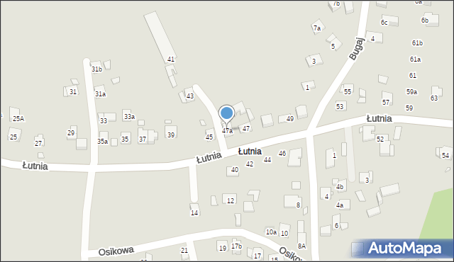Kraków, Łutnia, 47a, mapa Krakowa