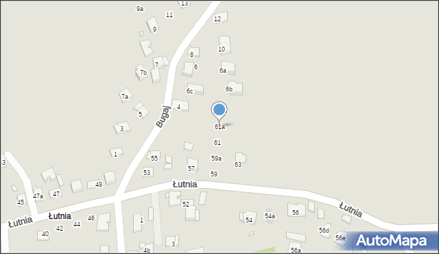 Kraków, Łutnia, 61a, mapa Krakowa