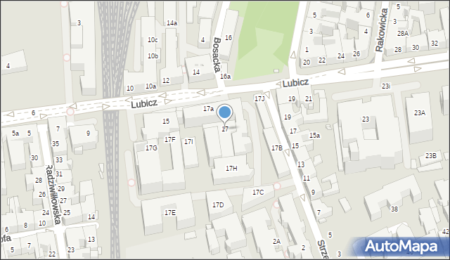 Kraków, Lubicz, 17, mapa Krakowa