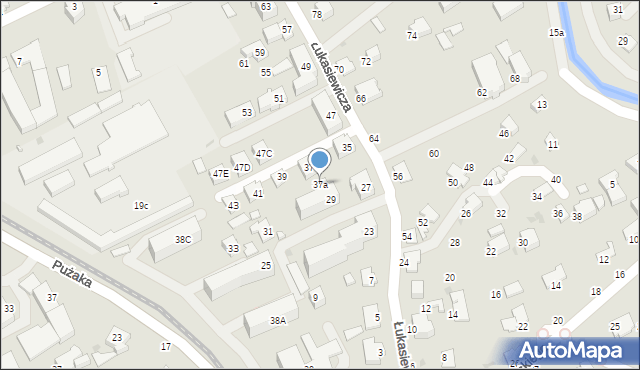 Krosno, Łukasiewicza Ignacego, 37a, mapa Krosna