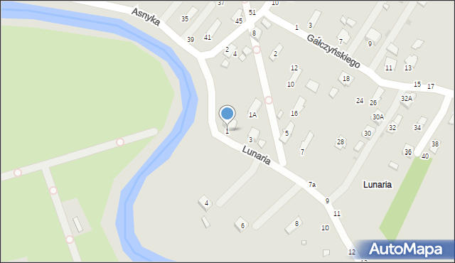 Krosno, Lunaria, 1, mapa Krosna