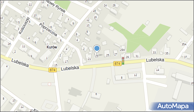 Kurów, Lubelska, 23, mapa Kurów