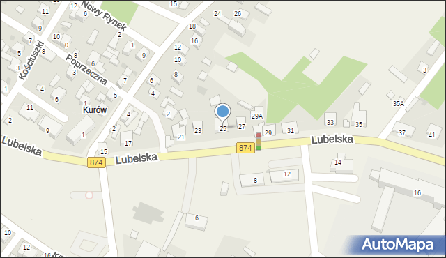 Kurów, Lubelska, 25, mapa Kurów