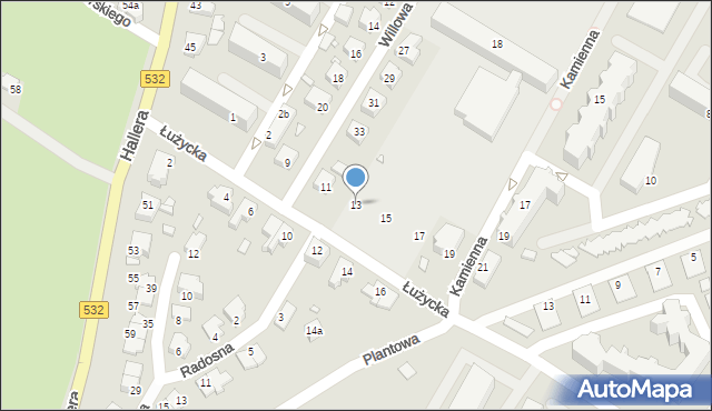 Kwidzyn, Łużycka, 13, mapa Kwidzyn