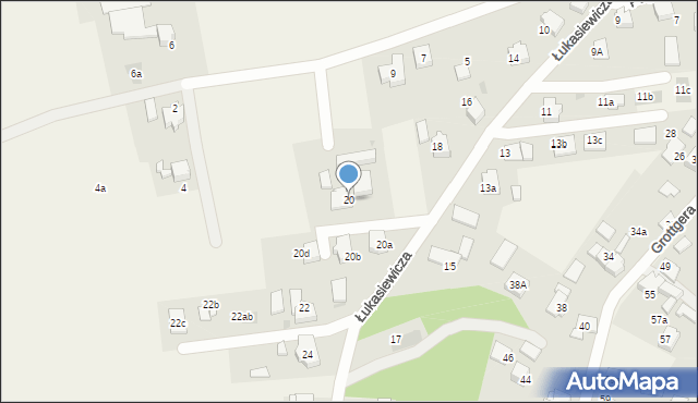 Łąka, Łukasiewicza Ignacego, 20, mapa Łąka