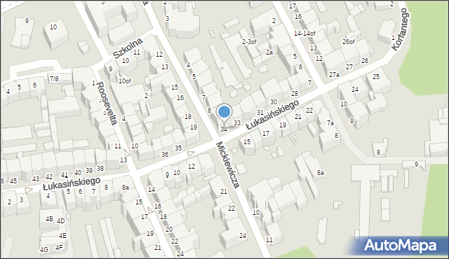 Legnica, Łukasińskiego Waleriana, mjr., 34, mapa Legnicy