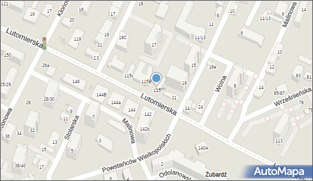 Łódź, Lutomierska, 115, mapa Łodzi
