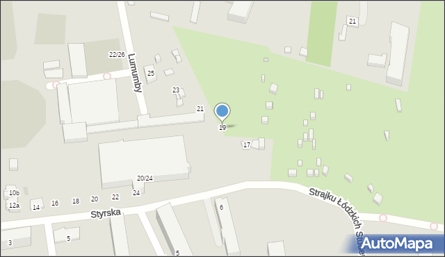 Łódź, Lumumby Patrice, 19, mapa Łodzi