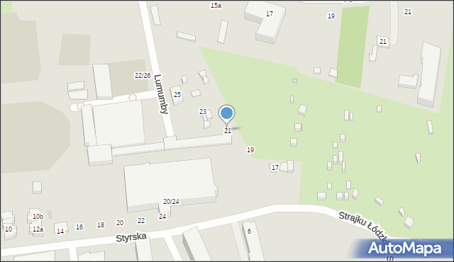 Łódź, Lumumby Patrice, 21, mapa Łodzi