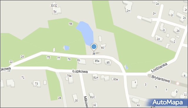 Łódź, Łupkowa, 36, mapa Łodzi