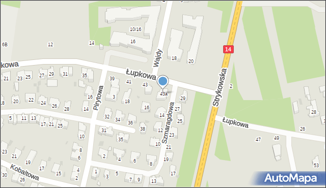 Łódź, Łupkowa, 43a, mapa Łodzi