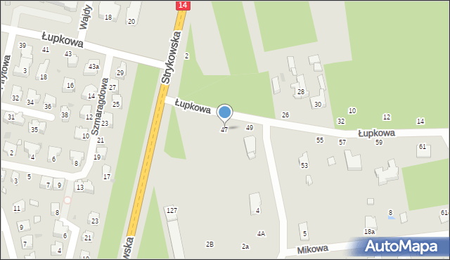 Łódź, Łupkowa, 47, mapa Łodzi