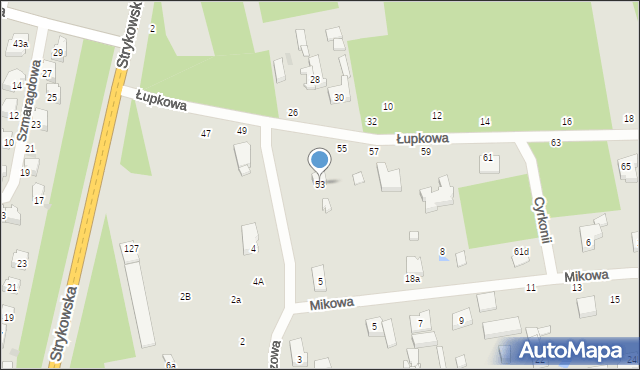 Łódź, Łupkowa, 53, mapa Łodzi