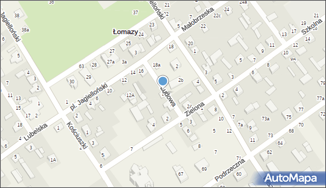 Łomazy, Ludowa, 2, mapa Łomazy