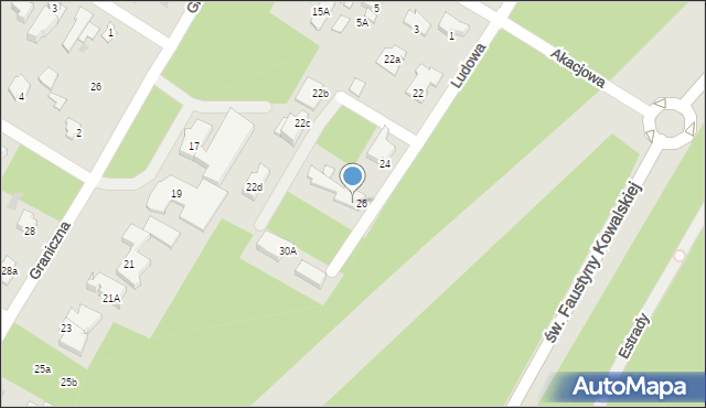 Łomianki, Ludowa, 28, mapa Łomianki