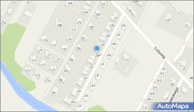 Łomianki Dolne, Łużycka, 13h, mapa Łomianki Dolne