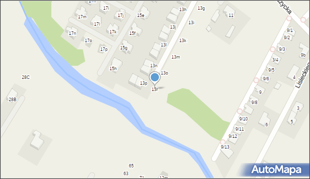 Łomianki Dolne, Łużycka, 13r, mapa Łomianki Dolne