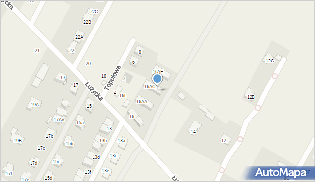 Łomianki Dolne, Łużycka, 16AD, mapa Łomianki Dolne