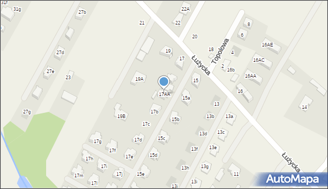 Łomianki Dolne, Łużycka, 17AA, mapa Łomianki Dolne