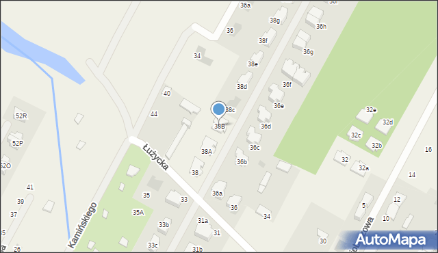 Łomianki Dolne, Łużycka, 38B, mapa Łomianki Dolne