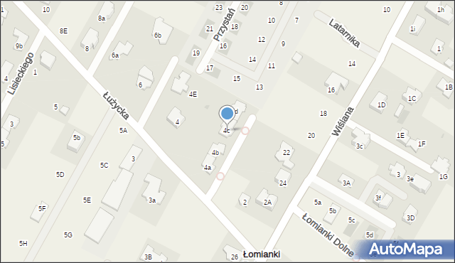 Łomianki Dolne, Łużycka, 4c, mapa Łomianki Dolne