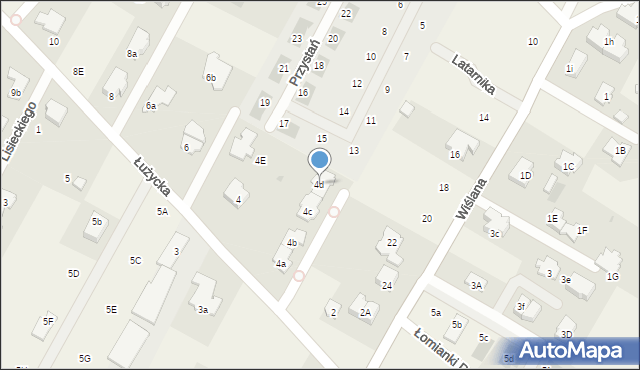 Łomianki Dolne, Łużycka, 4d, mapa Łomianki Dolne