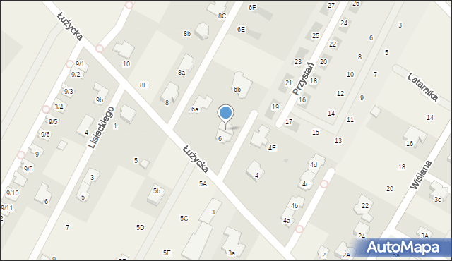 Łomianki Dolne, Łużycka, 6/1, mapa Łomianki Dolne