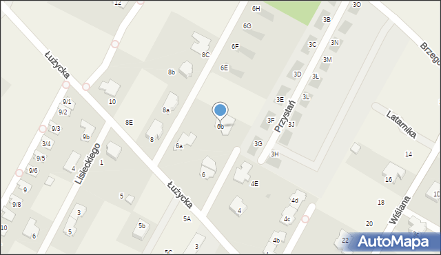 Łomianki Dolne, Łużycka, 6b, mapa Łomianki Dolne