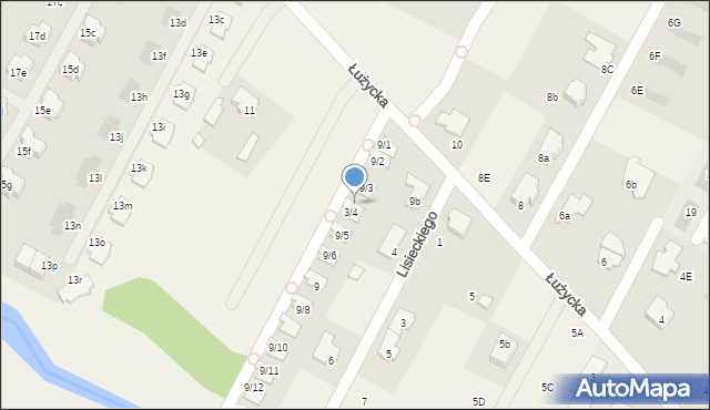 Łomianki Dolne, Łużycka, 9/4, mapa Łomianki Dolne