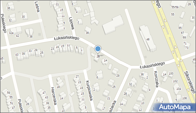 Łomża, Łukasińskiego Waleriana, mjr., 1B, mapa Łomży