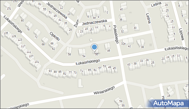 Łomża, Łukasińskiego Waleriana, mjr., 52, mapa Łomży