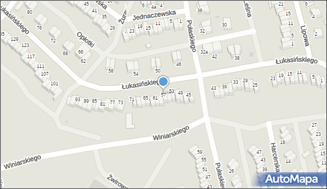 Łomża, Łukasińskiego Waleriana, mjr., 57, mapa Łomży