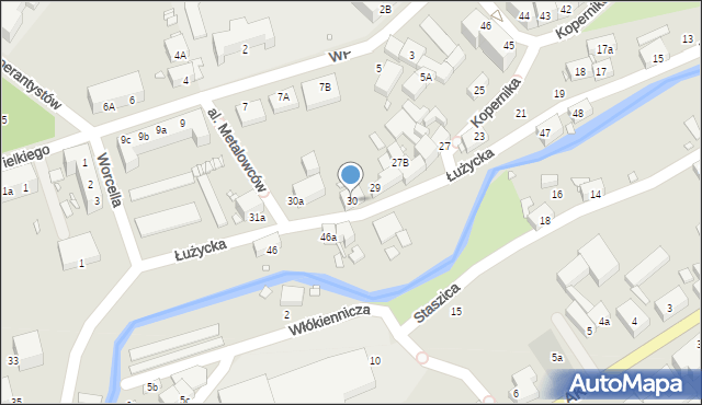 Lubań, Łużycka, 30, mapa Lubań