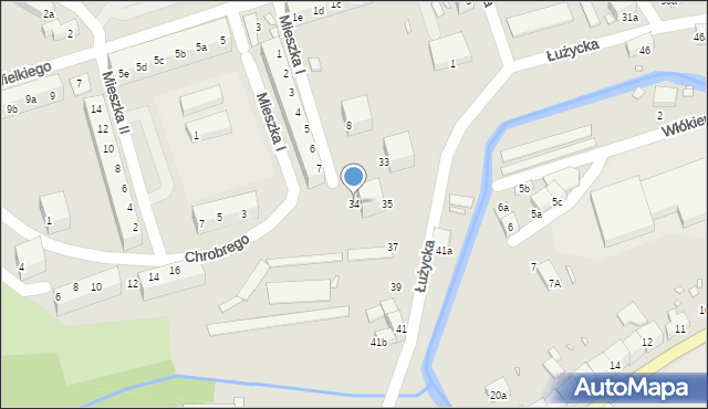 Lubań, Łużycka, 34, mapa Lubań