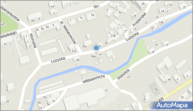 Lubań, Łużycka, 46b, mapa Lubań