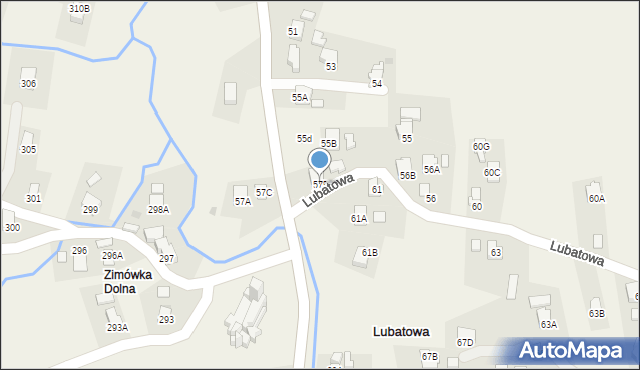 Lubatowa, Lubatowa, 57B, mapa Lubatowa