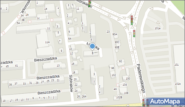 Lubin, Łużycka, 6, mapa Lubin