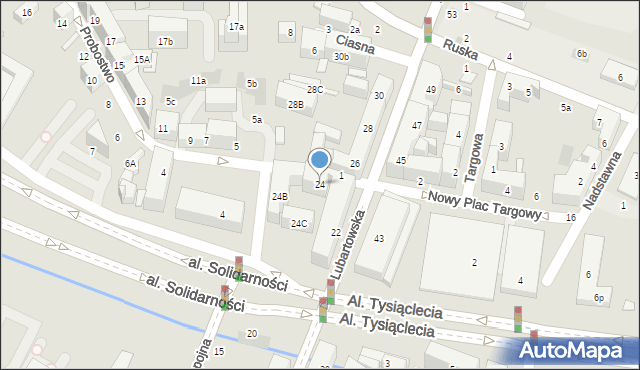 Lublin, Lubartowska, 24, mapa Lublina