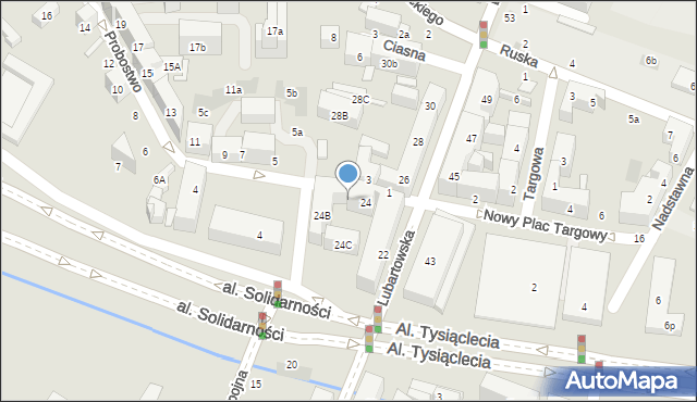 Lublin, Lubartowska, 24A, mapa Lublina