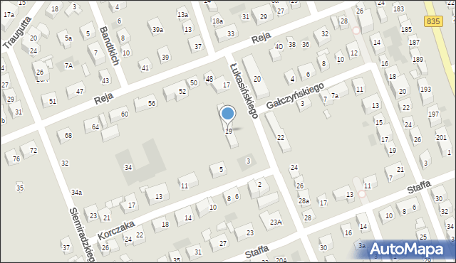 Lublin, Łukasińskiego Waleriana, mjr., 19, mapa Lublina