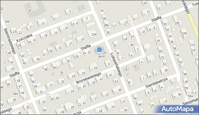 Lublin, Łukasińskiego Waleriana, mjr., 27, mapa Lublina