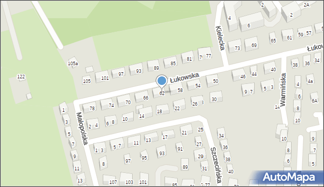 Lublin, Łukowska, 62, mapa Lublina