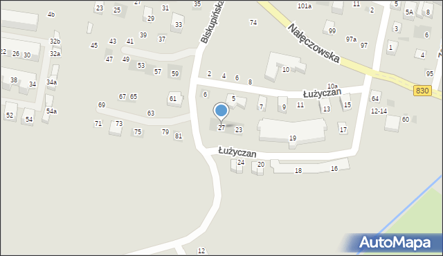 Lublin, Łużyczan, 27, mapa Lublina